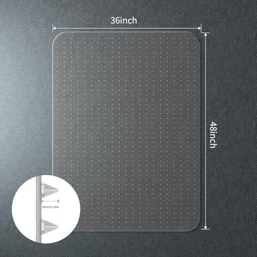 WASJOYE Chair Mat for Carpet, Office Chair Mat for Carpet, Thick Desk Chair Mat with Non-Slip Studded for Home and Office Low Pile Carpet, 36" x 48" Rectangle for Carpet