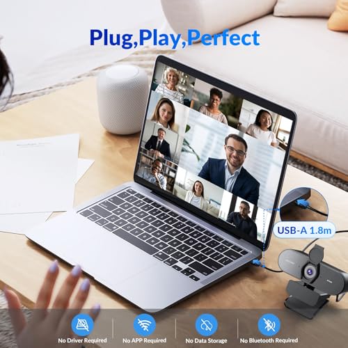 NEWORK 4K Webcam for PC with PDAF & CDAF Dual-autofocus, Ultra 4K HD, 2 Noise Reduction Mics, Auto Light Correction, USB-A, Privacy Cover, 79°FOV, Streaming Camera for PC, Mac, Laptop, Video Calls