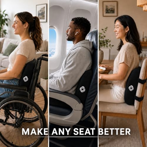 Samsonite Lumbar Support Pillow for Office Chair, Lower Back Support for Car, Back Pillow Desk Chair Cushion with Memory Foam, Improved Posture Backrest