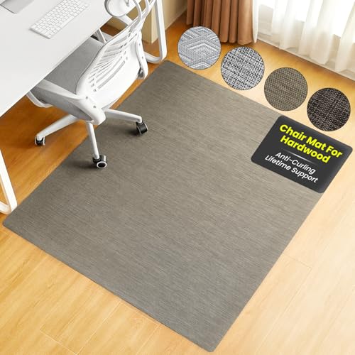 BAGAIL Office Chair Mat for Hardwood Floor, 35"x47" Heavy Duty Computer Chair Mat - Fast Flat & Smooth Glide - Non-Slip Desk Chair Floor Protector for Home Office - Brown