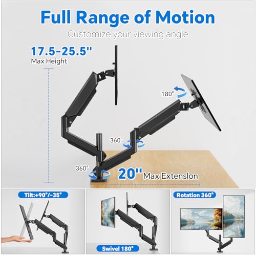 Simple Trending Dual Monitor Stand for 17-27 inch Computer Screens, Computer Stand, Adjustable Stand for 2 Monitors Holds up to 20 lbs, (Black)