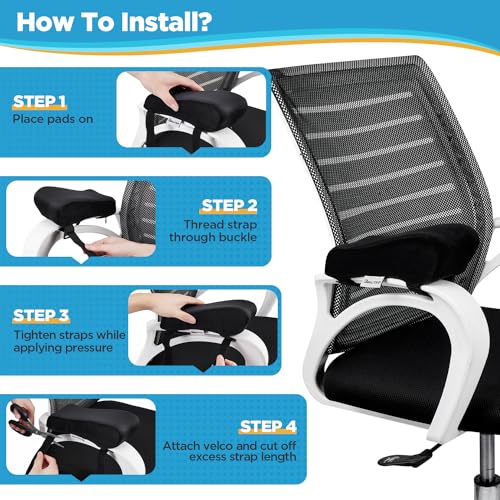 BEAUTRIP Ergonomic Armrest Pads- Office Chair Arm Rest Cover Pillow - Elbow Support Cushion for Computer, Gaming and Desk Chairs (Set of 2)