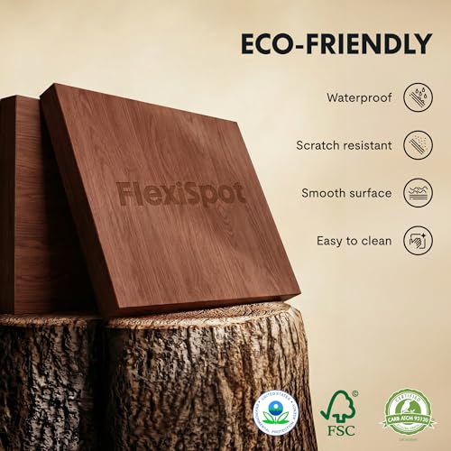 FLEXISPOT 60 x 30 Inch Oak Executive Standing Desk, Dual Motor Electric Height Adjustable Desk, Mid-Century Modern Sit-Stand Desk for Home Office and Writing, 222 LBS, Walnut