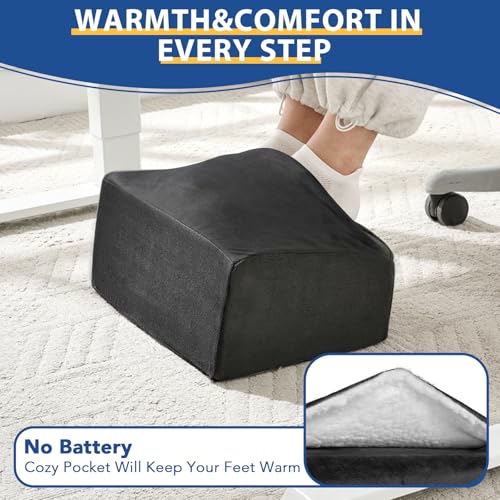 Foot Rest for Under Desk at Work, Adjustable Footrest for Office Chair & Gaming Chair,Ergonomic Footrest Pillow Desk Foot Stool with Washable Cover for Home, Airplane, Travel (Black)