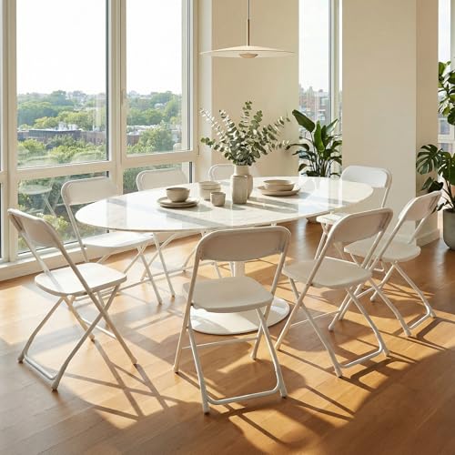 DUMOS Folding Chairs Sets of 20, 330lbs Capacity Plastic Stackable Home Office Chair, Portable Fold Up for Indoor Outdoor, Patio, Camping, Garden, Party, White