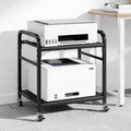 niffgaff 2 Tier Under Desk Printer Stand with Storage, 22" Rolling Printer Cart with Lockable Wheels, Height Adjustable Shelf for Home Office, Black