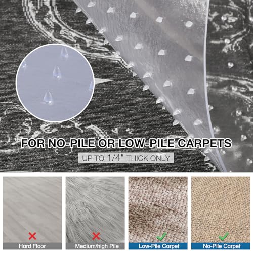 FUNMAT Chair Mat for Carpet, 46" x 60" Desk Chair Mat for Carpeted Floors, Non-Slip Office Vinyl Mat for Carpet with Studded, Easy Glide Heavy Duty Floor Protector Mat for Home Office, Clear