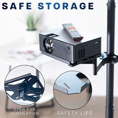 VIVO Steel Universal Full Motion Pole Mounted 9 x 7 inch Storage Shelf with Articulating Arm, Fits 1.1 to 2.4 inch Tube Diameters, Black, Mount-POLESF1