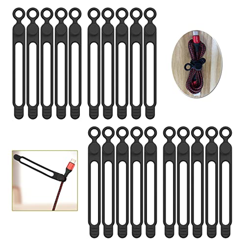 [20Park]UMUST Silicone Cable Ties, Reusable Cable Management Organizer, Cord Tie,Multipurpose Elastic Cord Organizer for Bundling and Fastening Cable Cords Wires(black)