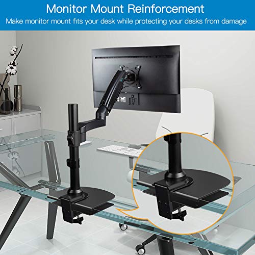 HUANUO Triple Monitor Mount for 17 to 32 inch Screens, Steel Monitor Mount Reinforcement Plate for Thin, Glass and Other Fragile Tabletop
