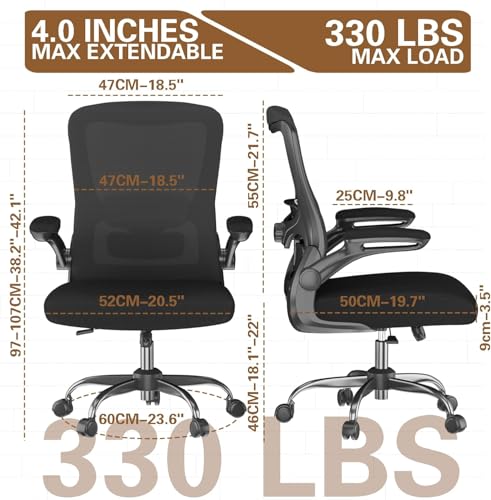 Zeonsit Ergonomic Office Chair - High Back Desk Chair with Adjustable Lumbar Support, Breathable Mesh Back, 330LBS Capacity, Easy Assembly, for Home Office Executive Computer Task