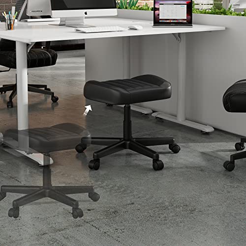 EUREKA ERGONOMIC Multi-Use Stool, Height Adjustable Swivel Rolling Stool Chair W Wheels, Ottoman Footrest for Gaming, Home Office, Black
