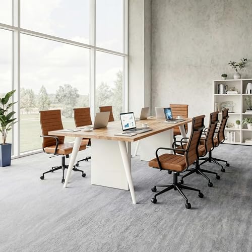 Okeysen Office Desk Chair Conference Room Chairs Modern Ergonomic Executive Swivel Chair Adjustable Height PU Leather Home Desk Chair with Armrests Comfy Computer Task Chairs with Wheels (Brown)