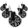 Black Office Chair Wheels,Gaming Chair Wheels-Set of 5,Universal Size,Smooth&Quiet Rolling, Durable,for Carpet&Hardwood,Replacement Rubber Casters