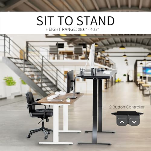 VIVO Electric 60 x 24 inch Stand Up Desk, Height Adjustable, Light Wood Top Black Frame, Home and Office Furniture Sets, DESK-KIT-B06C