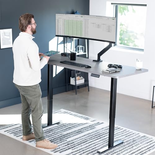 VIVO Electric Dual Motor Standing Desk Frame for 41 to 81 inch Table Tops, Frame Only, Ergonomic Standing Height Adjustable Base with Push Button Memory Controller, Black, DESK-V122EB