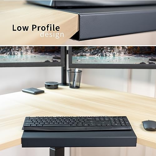 VIVO 17 inch Corner Desk Connector Platform for Mounting Under-Desk Keyboard Trays on L-Shaped Workstations, Black, DESK-AC07S