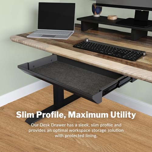 Vari Steel Under Desk Drawer - Slim Undermount Storage Organizer- Standing Desks Attachment- Versatile Placement Options, Efficient Workspace- Office Desk Accessory- (20.25" x 9.5" x 1.75")