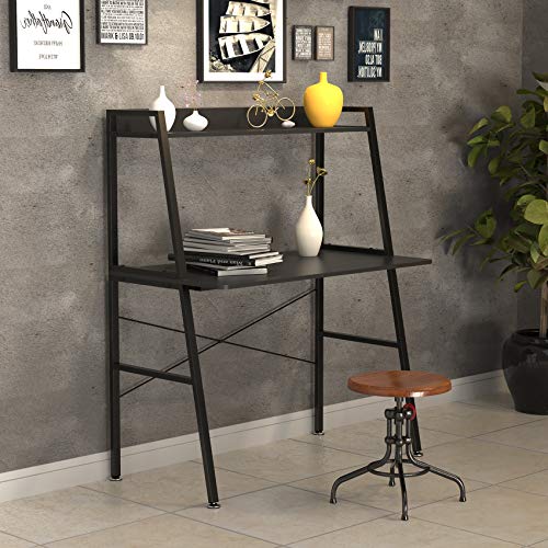EUREKA ERGONOMIC 43 Inch Ladder Bookcase with Desk Industrial Ladder Desk, Ladder Desk with Shelves,2-Tier Home Office PC Ladder Table with Bookshelf Modern Workstation, Metal Frame