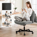 Fizzin Criss Cross Chair,Armless Cross Legged Chair with Wheels,Memory Foam Seat Office Desk Chair with Flipable Back Cushion,Mid Back Swivel Chair for Home Office,Bedroom Vanity (Grey)
