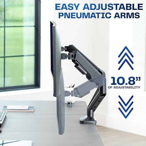 VIVO Dual Pneumatic Arm Ultra-Wide Monitor Mount for up to 35 inch Screens, Holds 26.4 lbs per Arm, Desk Mount Monitor Stand for 2 Ultrawides, Black, STAND-V200O