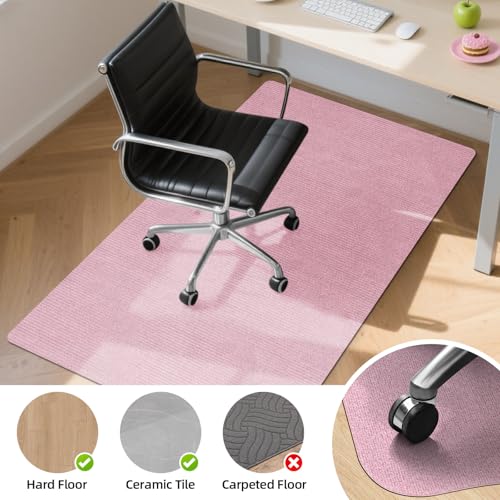 HomeMall Office Chair Mat for Hardwood and Tile Floor, 55" x 35" Computer Desk Chair Mats, Anti-Slip Mat for Rolling Chair, Large Floor Protector for Home Office, Pink Color