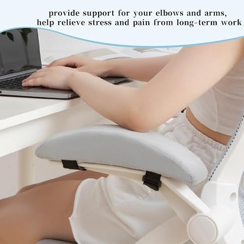 Office Chair Armrest Pads, 2 Pack Memory Foam Arm Rest Covers, Elbow Pillow Pressure Relief Arm Riser for Desk, Gaming Chair, Wheelchair Armrest Pads (Black)