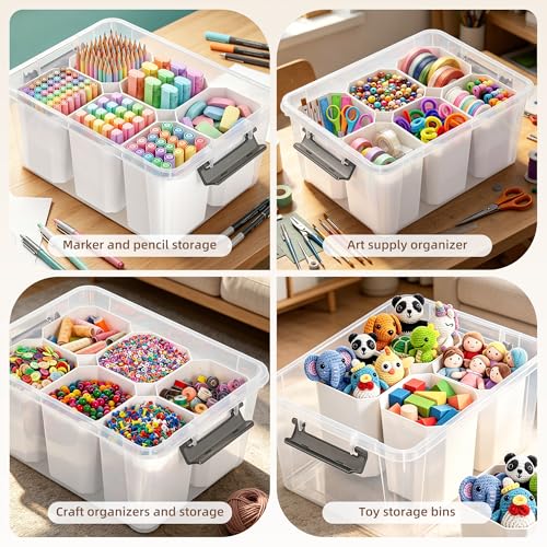 Citylife 17 QT Plastic Storage Bins Clear Storage Box with Lids Multipurpose Stackable Storage Containers for Organizing Tool, Craft, Crayon
