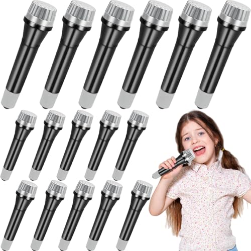 Eerrhhaq 16 Pack Fake Toy Microphones Set,Plastic Microphone Prop,Play Microphone for Kids,Pretend Microphone for Karaoke Stage Costume Role Birthday Party Favors,5.7 Inches Tall