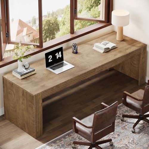 Tribesigns 79-Inch Extra Long Desk, Two Person Double Desk for Home Office, Wooden Long Computer Desk Writing Table for Office, Natural Oak