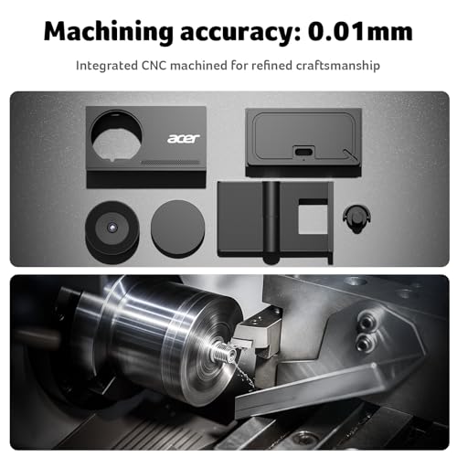 Acer 4K Webcam for PC/Mac with All-Metal Unibody Sculpted, Sony 1/2" Sensor, PDAF, 2 Noise Reduction Mics, Privacy Cover, Lightweight, Fast Cooling, Streaming Camera for Live Meeting Commerce Gaming