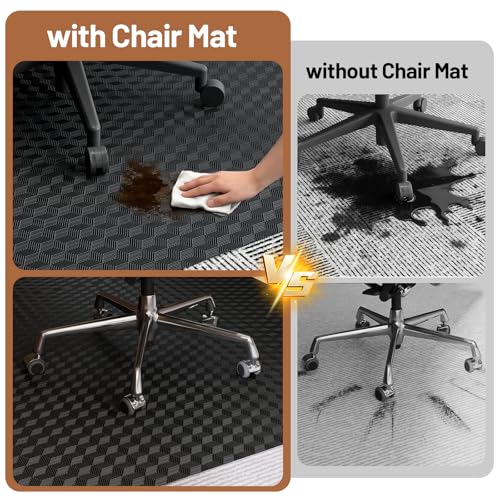 Office Chair Mat for Low Pile Carpet with Lip, 48" x 60" Clear Plastic Heavy Duty Floor Protector, Smooth Glide Desk Chair Mat for Rolling Chairs, Computer Chair Mat for Home Office, Gaming-Black