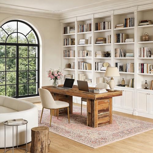 Tribesigns 63" Large Executive Desk, Farmhouse Computer Office Desk Wooden Writing Table Rustic Rectangle Business Workspace Table for Home Office, Distressd Rustic Brown
