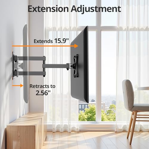 IWORKBOARD Full Motion TV Monitor Wall Mount Bracket for Most 13-32 Inch LED LCD Flat Curved Screen, Max VESA 100x100mm up to 33lbs, 360° Rotation Swivel Tilt Extension，Adjustable Articulating Arms
