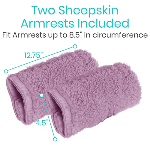 Vive Wheelchair Armrest Pads (2 PCS) - Memory Foam Sheepskin Cushion Accessories for Transport Electric Wheel Chair Arm Rests - for Adults, Seniors, Handicapped - Soft Support for Office Chair