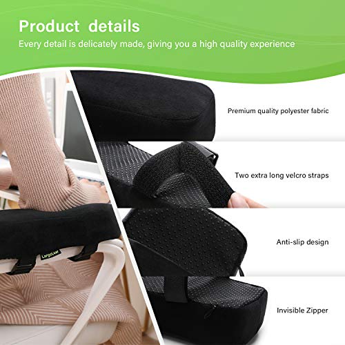 LargeLeaf Extra Thick 2 inches Chair with Memory Foam Armrest Pads 2-Piece Set (Black)
