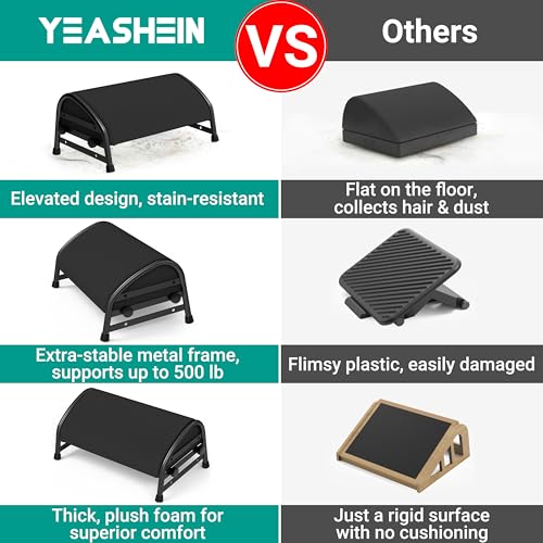 YEASHEIN Adjustable Foot Rest for Under Desk at Work, Ergonomic Foot Stools with 7 Positions, Elevated Cushion Under Desk Footrest with Metal Frame, Leg Rest Used for Home, Car, PC Gaming Accessories