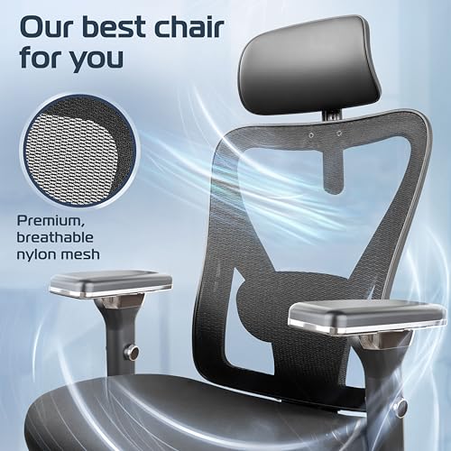 CLOUVOU CleverSeat Ergonomic Office Chair Comfy [#1 in Tests] Ergonomic Chair with Breathable Mesh Back | Computer Chair with wheels | Home Office Desk Chair with 3D Headrest | Swivel Chair for 330lbs