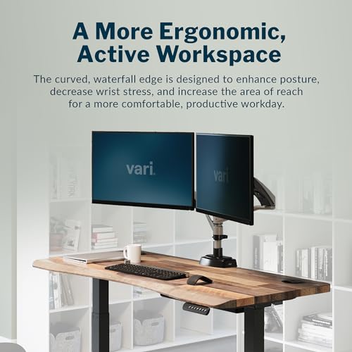 Vari Ergo 54x26 Electric Standing Desk + Height Adjustable Sit-Stand Desk + Curved Waterfall Edge, 4 Memory Settings, Quick Assembly, Cable Management, 200 lb Capacity – Reclaimed Wood (2 Boxes)