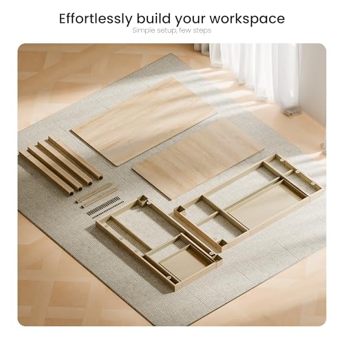 EUREKA ERGONOMIC 63 Inch L Shaped Desk with Drawers, Large Executive Computer Corner Table Dual Monitor, Wood Furniture Work Desk for Home Office Study Craft Writing, Oak, Left Side