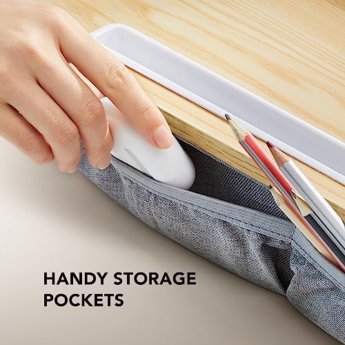 HUANUO Laptop Lap Desk - Portable Lap Desk with Pillow Cushion, Fits up to 15.6 inch Laptop, with Anti-Slip Strip & Storage Function for Home Office Students Use as Computer Laptop Stand - Light Wood