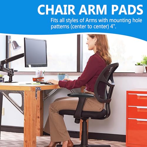 Dpwrrot Office Chair Replacement Armrest Arm Pads Caps Fit Univeral Desk Chair Arms 4" Mounting Hole with Mounting Hole Patterns Screws (1 Pair) Black