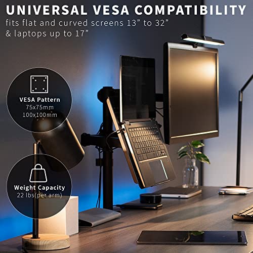 VIVO Black Fully Adjustable 13 to 32 inch Single Computer Monitor and Laptop Desk Mount Combo, Stand with Grommet Option, Fits up to 17 inch Laptops (STAND-V002C)