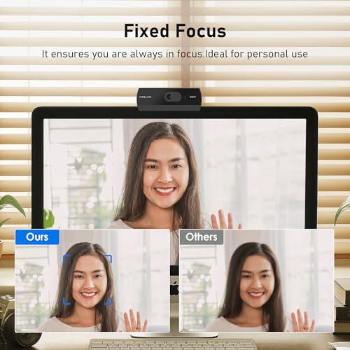 VIZOLINK 1080P Webcam with Built-in Microphone, W2N Web Cam, Privacy Cover, 75° FOV, Noise Cancellation, Plug & Play Web Camera for Computer, USB Webcam for Pc, Laptop, Desktop, Mac
