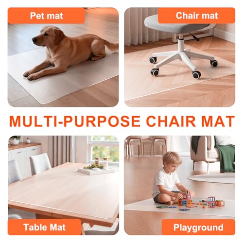 Plastic Chair Mat for Hard Floors, Heavy Duty Anti-Slip Clear Mats Wood/Tile Protector for Rolling Chair, Home & Office Use (36" x 48" Rectangle)