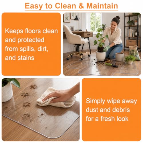 Chair Mat for Hardwood Floor, 35.5" x 47.5" Clear Office Chair Mat for Hardwood Floors with Lip, Desk Chair Mat for Rolling Chair, Smooth Rolling Desk Chair Mat, Easy-Clean Floor Protector