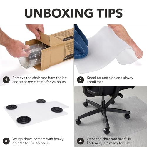 HON Office Chair Mat for Carpet, Clear Desk Mat with Extended Lip for Rolling Computer Chairs, Heavy Duty Vinyl Floor Protector for Low Pile Carpet, 36 x 48 in, Clear
