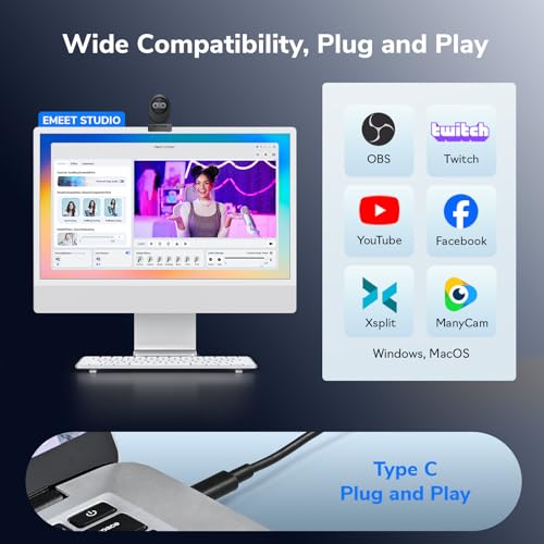 EMEET Piko 4K Webcam for Streaming, World’s 1st Dual-Camera AI-Powered 4K Camera w/AI Autofocus, 3 Mics Array&3 Sound Modes, USB Webcam with Clip, Great for Streaming, Desk Setup