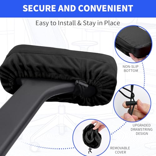 YOUFi Office Chair Arm Pads Extra Soft Velvet Arm Rest Covers for Elbows & Forearms Pressure Relief, Set of 2 Armrest Covers for Desk Chair, Gaming Chair (Black)