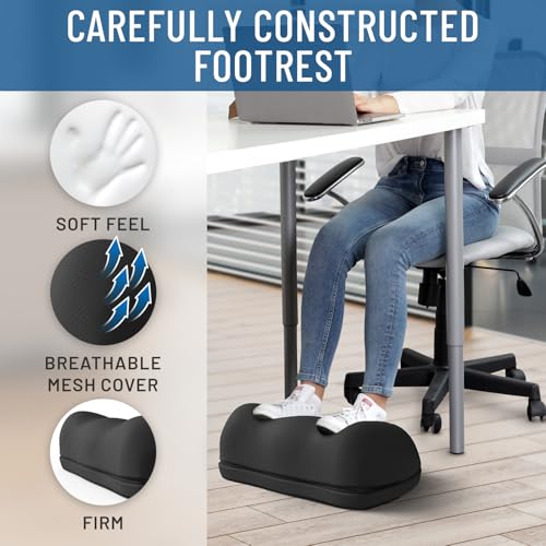 Elevate Series by Everlasting Comfort Adjustable Cloud Foot Rest for Under Desk at Work with Pressure Point Nodes - Comfortable Memory Foam Office Foot Stool & Desk Pillow, Gaming & Home Accessories